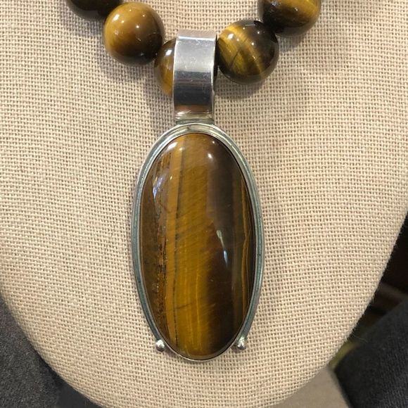 JAY KING DRT Tigers Eye Sterling Silver Necklace - Picture 5 of 9
